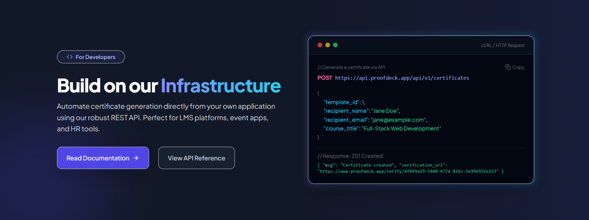 Developer API Integration